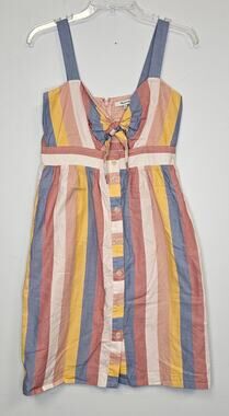 Madewell Womens Tie-Front Cutout Sherbet Stripe Dress-Size 4